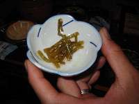 ワサビの茎の三杯酢漬けです。