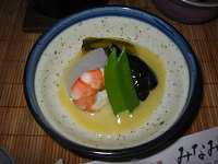 海老と野菜の白味噌和えです。