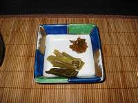 野沢菜醤油漬け、胡椒味噌です。