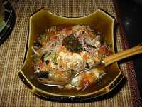 おぼろ豆腐、梅白子、とんぶりです。